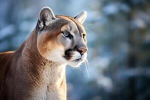 AI generated Close up of a puma isolated of natural background. generative ai photo