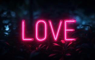 AI generated a neon sign with the word love spelled out of it .AI generative photo