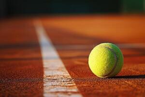 AI generated tennis ball on the line court . generative ai photo