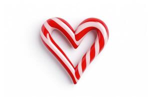 AI generated Candy Canes Forming Heart Shape on White Background - Generative AI photo