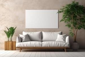 AI generated Canvas mockup modern living room generative ai photo