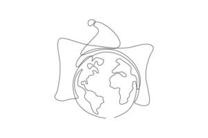 Continuous one line drawing World sleep day concept. Doodle vector illustration.