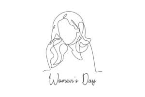 One continuous line drawing of International Women's Day concept. Doodle vector illustration in simple linear style.