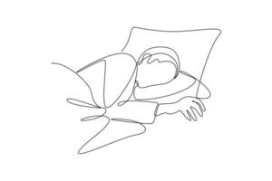 Continuous one line drawing World sleep day concept. Doodle vector illustration.