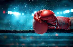 AI generated a pair of red and a blue boxing gloves. background photo