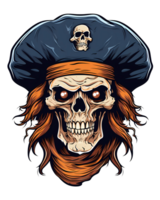 ai gerado crânio pirata arte ilustrações para adesivos, camiseta projeto, poster etc png