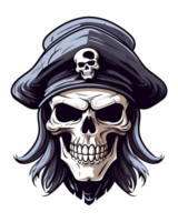 AI generated Skull pirate art illustrations for stickers, tshirt design, poster etc png