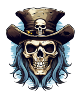 AI generated Skull pirate art illustrations for stickers, tshirt design, poster etc png