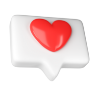 3D white frame with heart and love emoji. Social media online platform concept icon, online communication on application. For Valentine day, Mother day, Women day, wedding, sticker, greeting card png