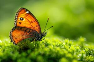 AI generated Close-up photography of butterfly in forest. generative AI photo
