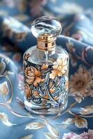 AI generated Chic Heritage Russian Motif Perfume Bottle with Folk Patterns photo