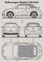 VW Beetle Cabriolet 2016 car blueprint vector