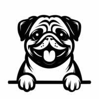 AI generated Pug dog peeking isolated illustration Pro vector