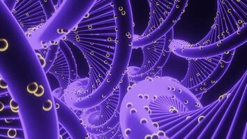 Abstract lilac spinning spiral shaped figures with random round pustules, seamless loop. Design. Purple rotating DNA spirals. photo