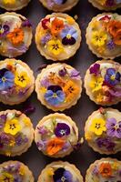 AI generated Spring Harvest Indulgence Foraged Delights in a Dessert Creation photo