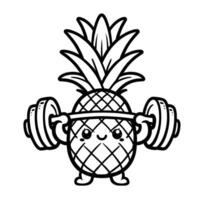 ai generado piña barra con pesas levantamiento clipart ilustración, ai generativo gratis vector