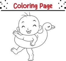 cute happy little boy coloring page vector