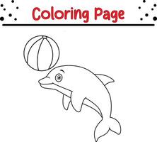 cute dolphin coloring page for kids vector