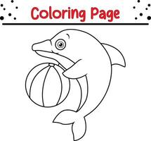 cute dolphin coloring page for kids vector