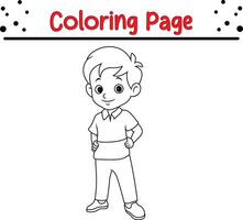 cute happy little boy coloring page vector