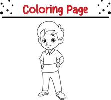 cute happy little boy coloring page vector