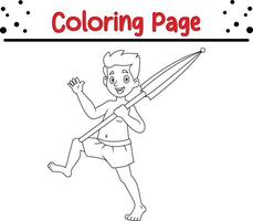 cute happy little boy coloring page vector