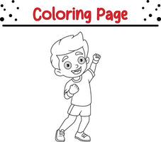 cute happy little boy coloring page vector