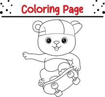 cute little panda playing skateboard coloring page vector