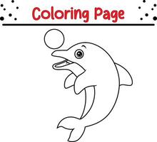 cute dolphin coloring page for kids vector