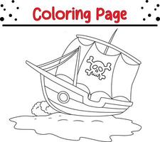 pirate ship coloring book page vector