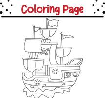 pirate ship coloring book page vector