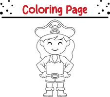 cute pirate boy coloring page for kids vector