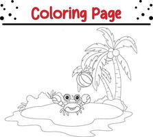 cute crab beach coloring page for kids vector