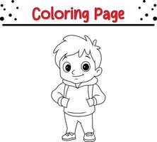 cute happy little boy coloring page vector