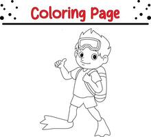 cute happy little boy coloring page vector