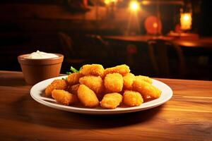 AI generated Nugget Artistry Hyper-Realistic Presentation on rounded Plating photo