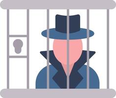 Criminal behind bars Flat Icon vector