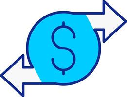 dinero transferir azul lleno icono vector