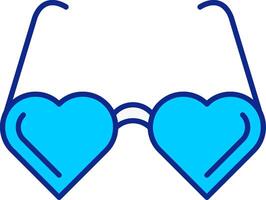 corazón lentes azul lleno icono vector