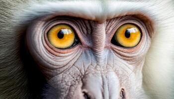 AI generated Close-up of eyes an albino monkey. photo