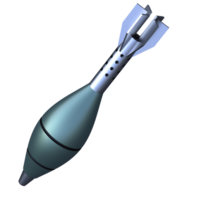 Mortar rocket explosive isolated on background. 3d rendering - illustration png