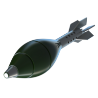 Mortar rocket explosive isolated on background. 3d rendering - illustration png