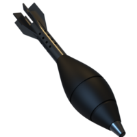 Mortar rocket explosive isolated on background. 3d rendering - illustration png