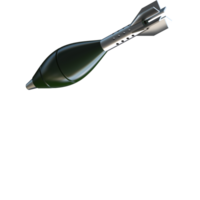 Mortar rocket explosive isolated on background. 3d rendering - illustration png