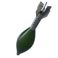 Mortar rocket explosive isolated on background. 3d rendering - illustration png