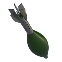 Mortar rocket explosive isolated on background. 3d rendering - illustration png