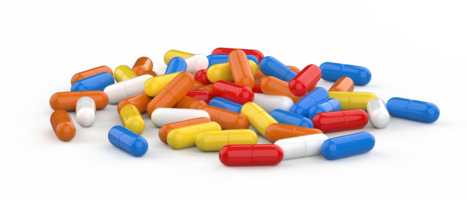 Capsule pills isolated on background. 3d rendering - illustration png