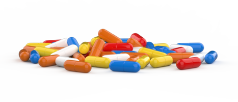 Capsule pills isolated on background. 3d rendering - illustration png