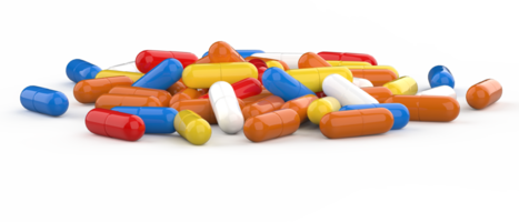 Capsule pills isolated on background. 3d rendering - illustration png