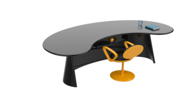 Office desk with left side view position, isolated on background. 3d rendering - illustration png